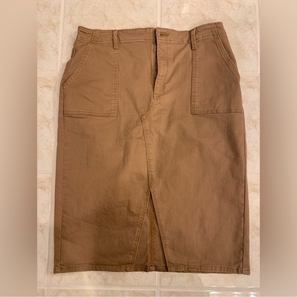 Banana Republic Khaki Denim Midi Skirt